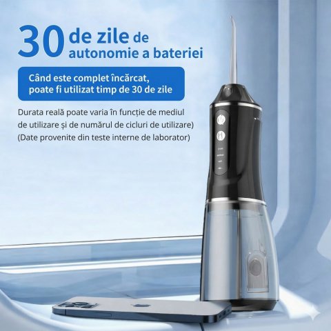 Irigator bucal electric portabil, 3 trepte intensitate, 4 capete incluse, rezervor integrat [6]