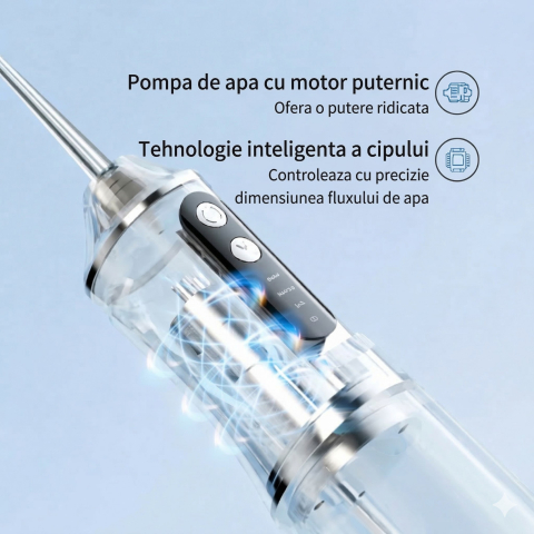 Irigator bucal electric portabil, 3 trepte intensitate, 4 capete, rezervor integrat, alb [2]