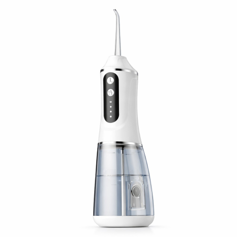 Ingrijire Personala & Sanatate - Irigator bucal electric portabil, 3 trepte intensitate, 4 capete, rezervor integrat, alb