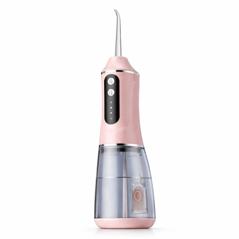 Ingrijire Personala si Cosmetice - Irigator bucal electric portabil, 3 trepte intensitate, 4 capete, rezervor integrat, roz