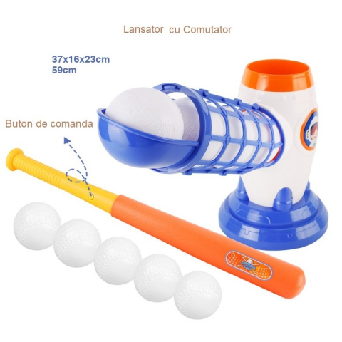Joc baseball interactiv, lansator cu buton, bata ajustabila, 5 mingi [1]