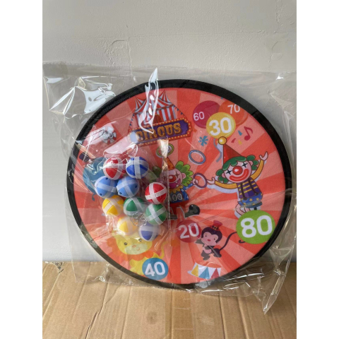 Joc darts pentru copii, placa pliabila 36.5 cm, mingi velcro luminoase, model circ rosu [4]