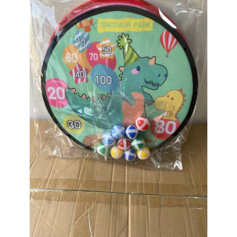 Joc darts pentru copii, placa pliabila 36.5 cm, mingi velcro si luminoase, model dinozaur verde [6]
