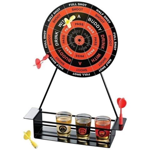 Joc de baut darts, 4 sageti si pahare de shot, multicolor, compact [1]