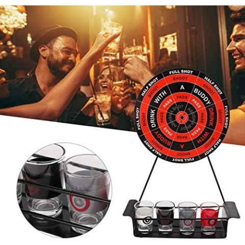 Joc de baut darts, 4 sageti si pahare de shot, multicolor, compact [2]