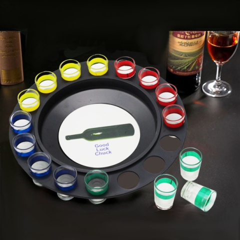 Joc de societate, Ruleta cu 16 pahare de shot din sticla, pentru petreceri, multicolor [4]