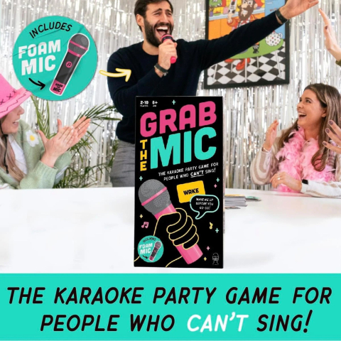 Joc de societate tip karaoke, Grab The Mic, 125 carti cu cuvinte, microfon spuma [2]