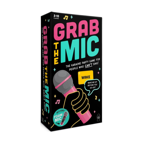 Petreceri copii - Joc de societate tip karaoke, Grab The Mic, 125 carti cu cuvinte, microfon spuma