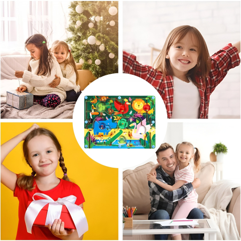 joc montessori sortare culori animale salbatice lemn [3]