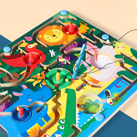 joc montessori sortare culori animale salbatice lemn [2]