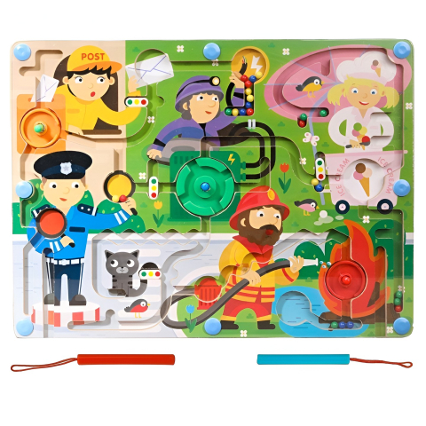 Jucarii Montessori - joc montessori sortare culori lemn model meserii