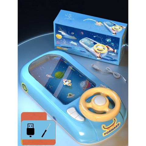 Joc simulator de condus, volan interactiv, efecte sonore, din ABS, albastru [5]
