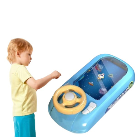 Joc simulator de condus, volan interactiv, efecte sonore, din ABS, albastru [4]