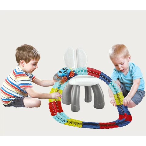 Jucarie de constructie RollerCoaster, 138 piese, masinuta electrica, plastic multicolor [3]