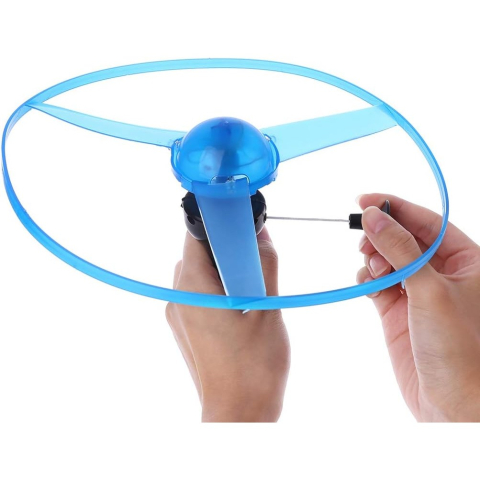 Jucarie disc zburator, aruncator manual cu lumini albastre, plastic rezistent, albastru [3]
