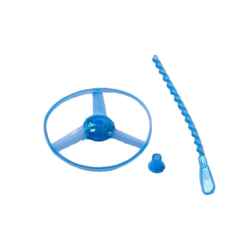 Jucarii Educative si STEM - Jucarie disc zburator, aruncator manual, cu lumini LED, din ABS, albastru
