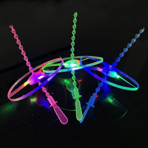 Jucarie disc zburator, aruncator manual, cu lumini LED, din plastic ABS, galben [5]
