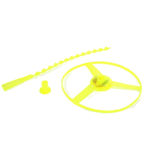 Jocuri Educative - Jucarie disc zburator, aruncator manual, cu lumini LED, din plastic ABS, galben