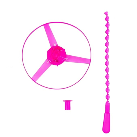 Jocuri Educative - Jucarie disc zburator, aruncator manual cu lumini, plastic roz