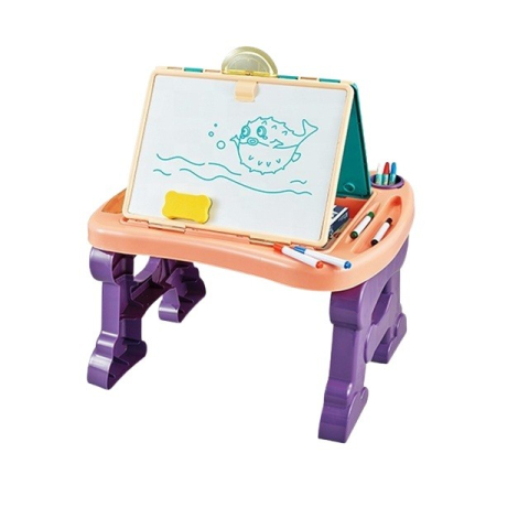 Markere si Seturi Desen/Pictura - Jucarie educativa 2 in 1, masa si tabla pentru desenat, pliabila, plastic non-toxic
