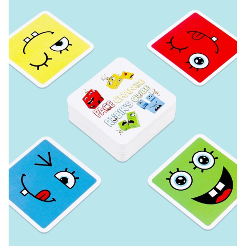 Jucarie educativa Montessori, cub din lemn, 64 carti distractive, asamblare forme [5]