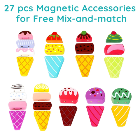 Jucarie educativa Montessori, model camion de inghetata, sortator forme, multicolor [1]