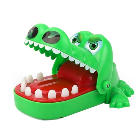 Jocuri Educative - jucarie interactiva crocodil dentist joc de grup 11 dinti verde