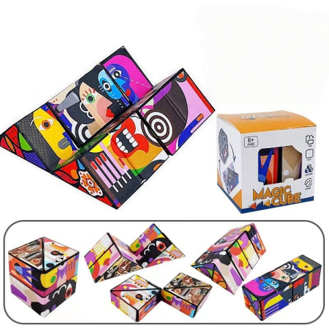 Jocuri Educative - Jucarie interactiva cub Rubik 3D transformabil, magnetic, multicolor, plastic non-toxic