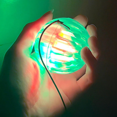 Jucarie interactiva, minge saltareata Crystal Ball, cu lumini, din plastic albastru [6]