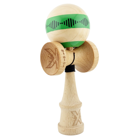 kendama cu cupe mari lemn 18 cm ata 55 cm verde-maro [8]
