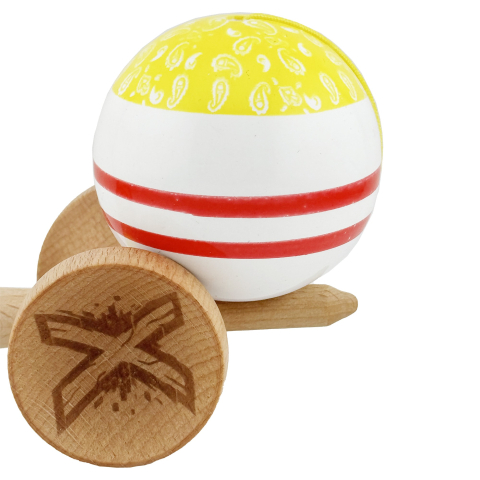 kendama profesionala king size v3 cu cupe mari galben alb [7]