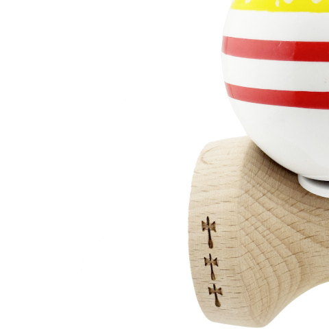 kendama profesionala king size v3 cu cupe mari galben alb [6]