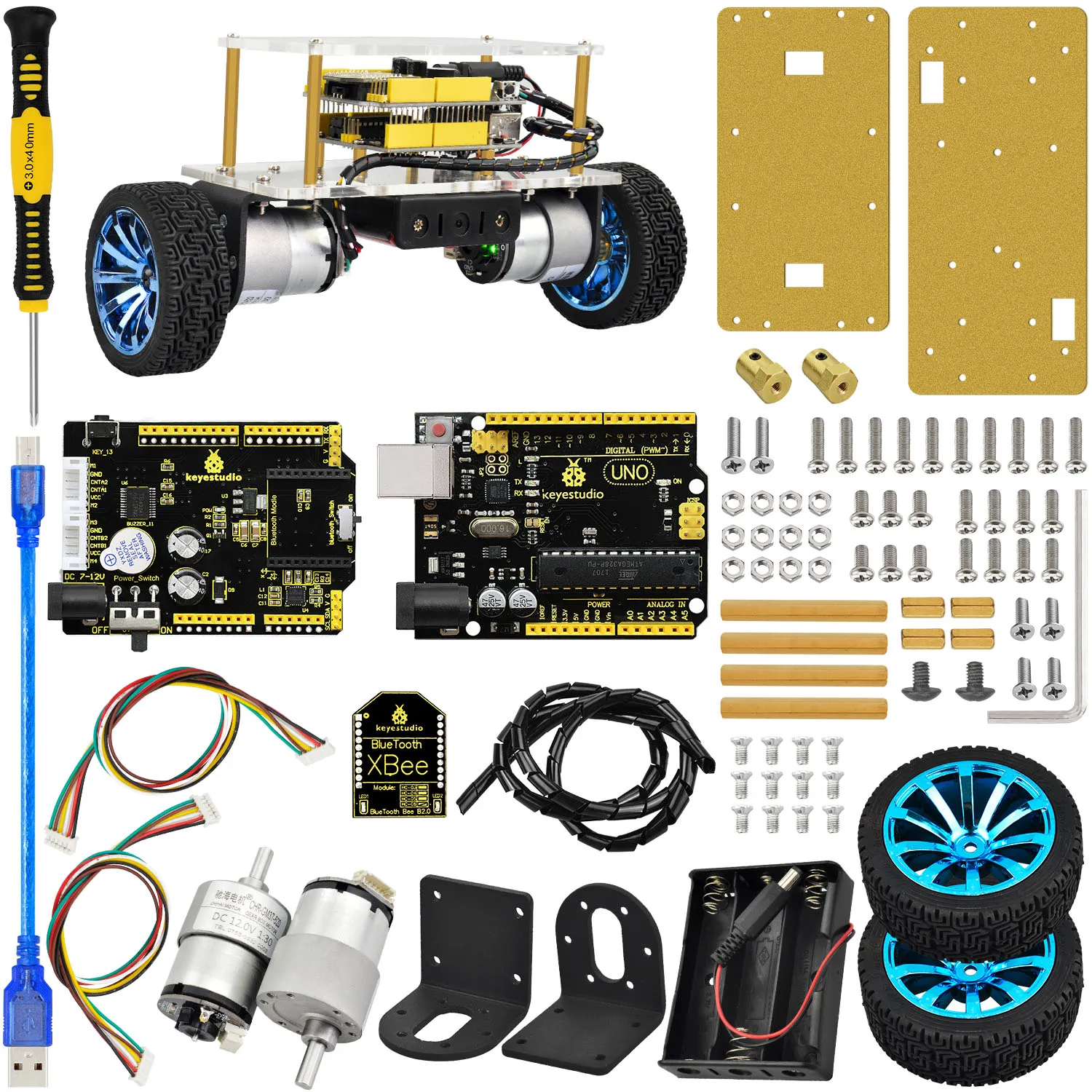 Jucarii Educative si STEM - Kit Robot Auto-Echilibrare Arduino Keyestudio KS0193, Bluetooth, MPU6050, Control Android, PID