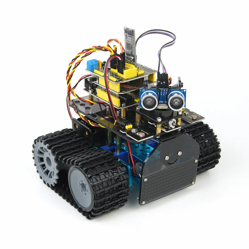 Kit Robot Tank pe Senile STEM Keyestudio KS0605 V2.1, Arduino, 15 Proiecte, Bluetooth, IR, Ultrasonic, Evitare Obstacole, Panou LED 8x16 [1]