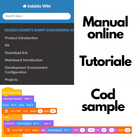 Kit robotica STEM KeyeStudio Kidsbits, 8 proiecte arduino/scratch, compatibil LEGO [3]