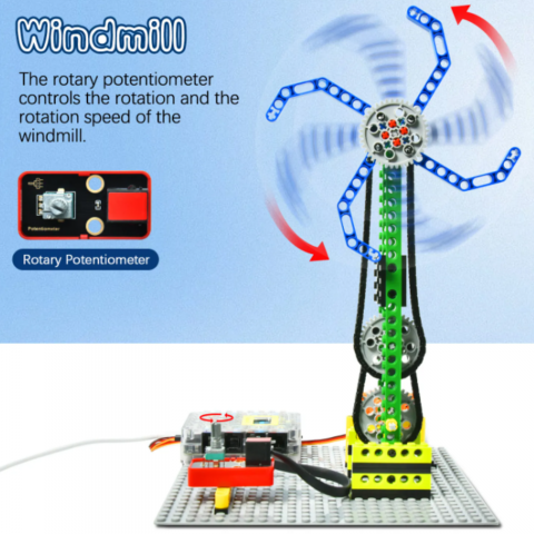 Kit robotica STEM KeyeStudio Kidsbits, 8 proiecte arduino/scratch, compatibil LEGO [2]