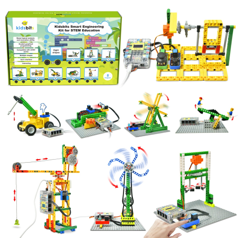 Copii & Jucarii - Kit robotica STEM Kidsbits KD3020 cu 8 proiecte Arduino si piese compatibile Lego