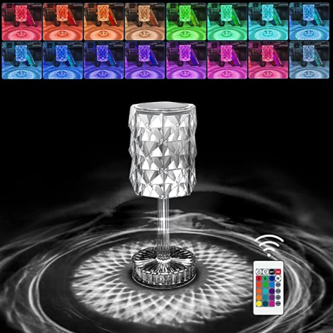 Lampa de birou LED RGB 16 culori, dimmer tactil, incarcare USB, acrilic transparent [2]