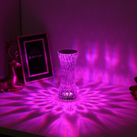Lampa de birou LED RGB 16 culori, dimmer tactil, incarcare USB, forma vaza transparenta [3]