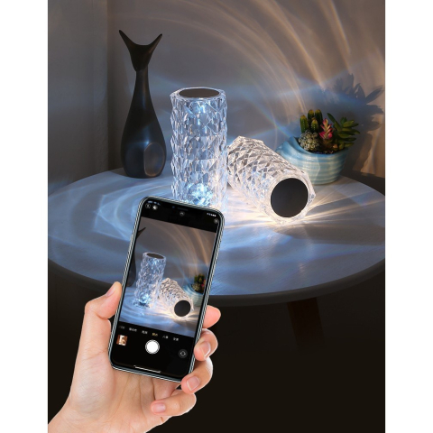 Lampa de birou LED RGB, dimmer tactil, 3 nivele intensitate, cristal acrilic, telecomanda [6]