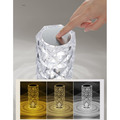 Lampa de birou LED RGB, dimmer tactil, 3 nivele intensitate, cristal acrilic, telecomanda [5]