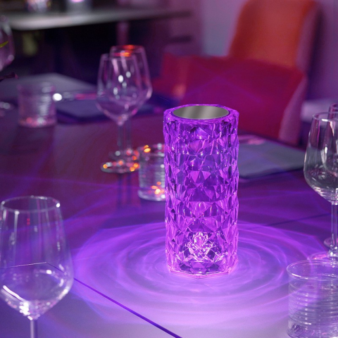 Lampa de birou LED RGB, dimmer tactil, 3 nivele intensitate, cristal acrilic, telecomanda [2]