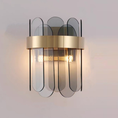 Iluminat Interior - Lampa de perete interior, aplica cu cristale, inox auriu, lumina calda rece neutra