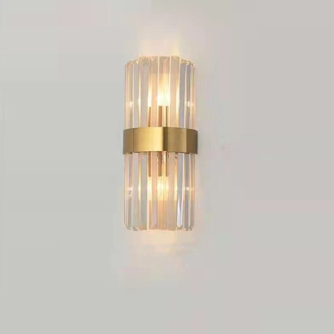 Iluminat Interior - Lampa de perete interior, aplica cu lumina calda rece neutra, inox auriu si cristal, 35x14 cm
