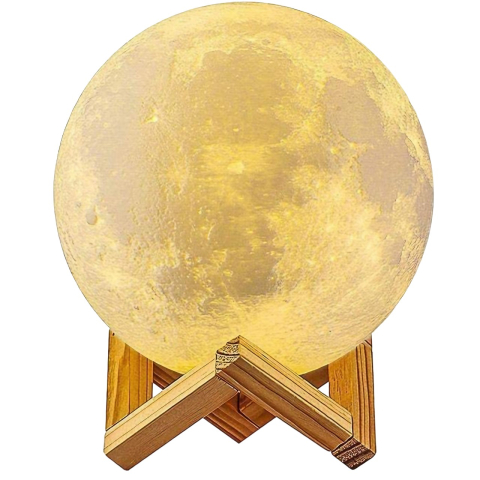 Iluminat Interior - Lampa de veghe in forma de luna, 3D cu stele, acumulator integrat, alimentare USB