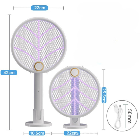Lampa electrica impotriva tantarilor, reincarcabila USB, plasa aluminiu, alba [2]