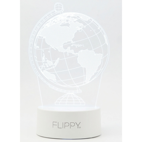 Lampa LED decorativa 3D, Globul Pamantesc, alimentare USB si baterii, acril alb, 20 cm [5]