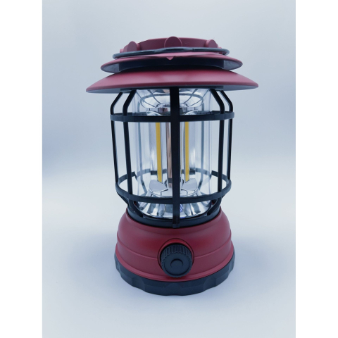 Lampa portabila camping, felinar vintage, iluminare 30 COB LED, intensitate reglabila, ABS, rosu [1]