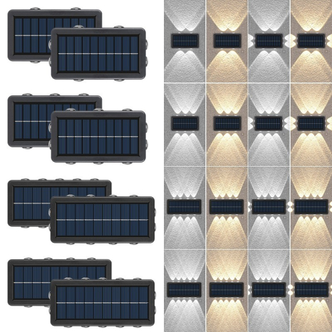lampa solara perete 8+4 LED lumina calda negru [2]