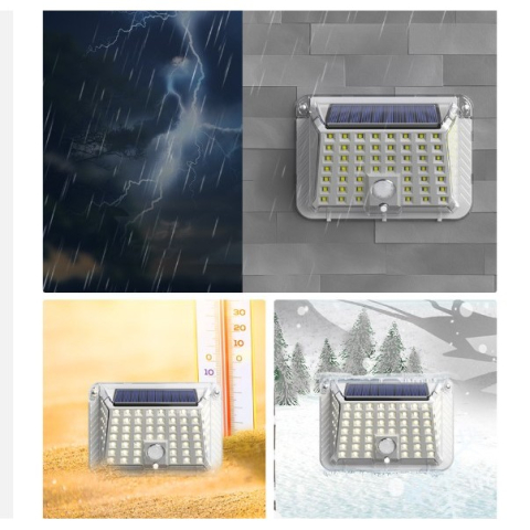 Lampa solara de perete, 90 LED-uri SMD, senzor de miscare, material ABS, alb rece [3]